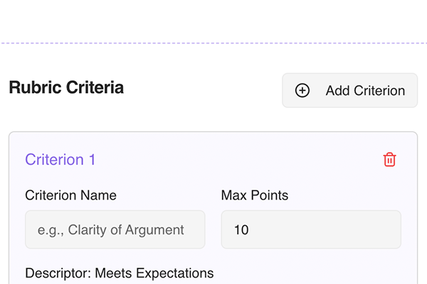 Rubric creation interface illustration